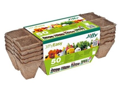 Rašelinový kontejner Jiffystrips® 5-50, 4,5x4,5 cm - plato 10ks, 5 plat v balení