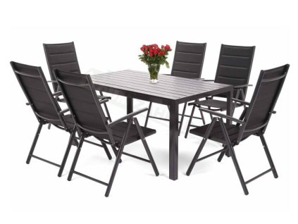 Záhradný nábytok Ibiza Alu Black / Black 6+1