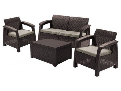 Záhradný set Allibert Corfu Box - hnedá / béžová