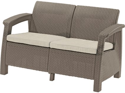 Záhradná pohovka Allibert Corfu Love Seat - 128 x 70 x 79 cm - cappuccino / béžová