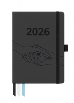 Černý diář 2026 MAXI formát A5 v pevných deskách s ražbou, denní i měsíční plánování, 528 stran, limitovaná edice v předprodeji.