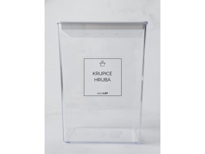 KRUPICE HRUBÁ 5 × 5 cm – průhledná vinylová, voděodolná, omyvatelná samolepka na dózy, základní písmo komplet