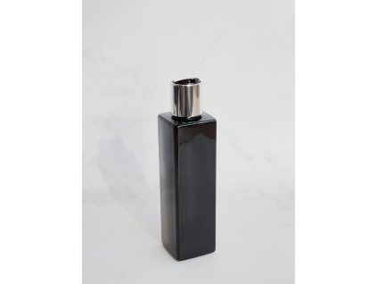 Černá hranatá lahvička LUNA 250 ml s černo-stříbrným DISC TOP