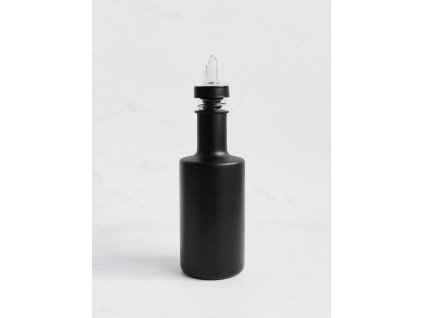 Černá matná skleněná láhev VILO 200 ml s čirou nálevkou