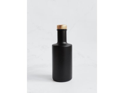 Černá matná skleněná láhev VILO 200 ml se zlatým uzávěrem
