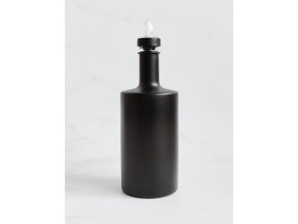 Černá matná skleněná láhev VILO 500 ml s čirou nálevkou