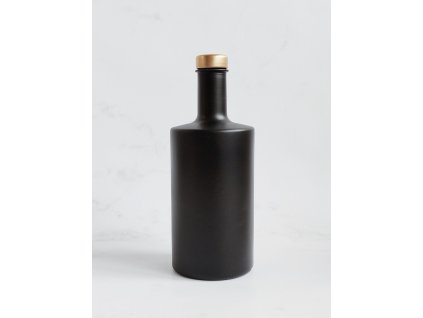 Černá matná skleněná láhev VILO 500 ml se zlatým uzávěrem