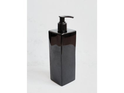 Černá hranatá lahvička LUNA 500 ml s černým dávkovačem