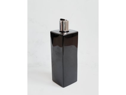 Černá hranatá lahvička LUNA 500 ml s černo-stříbrným DISC TOP