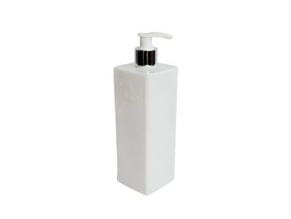 davkovac mydla 500 ml bily hranaty bilo stribrna pumpicka