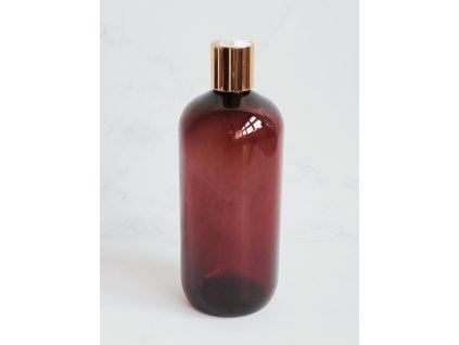 Jantarová lahvička BELA 500 ml s bílo-zlatým DISC TOP