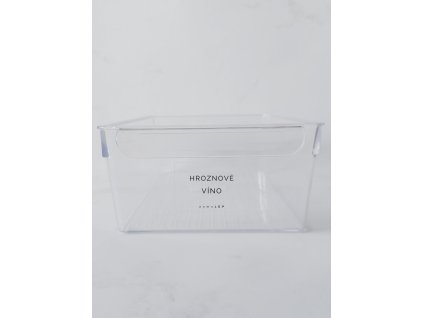 HROZNOVÉ VÍNO průhledná samolepka bez rámečku, základní písmo, rozměr 6 × 4 cm na boxy, šuplíky a dózy do lednice komplet