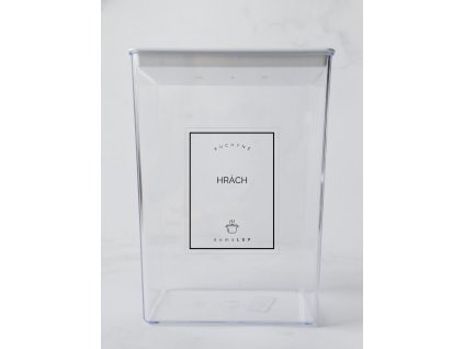 HRÁCH 6 × 8 cm – průhledná vinylová, voděodolná, omyvatelná samolepka na dózy, základní písmo komplet