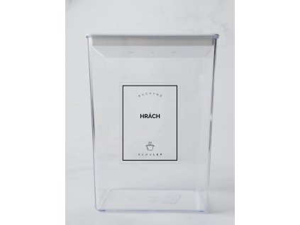 HRÁCH 6 × 8 cm – průhledná vinylová, voděodolná, omyvatelná samolepka na dózy, tučné písmo komplet