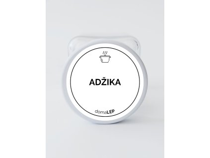 ADŽIKA průměr 5 cm – bílá vinylová, voděodolná, omyvatelná samolepka na kořenky, tučné písmo komplet