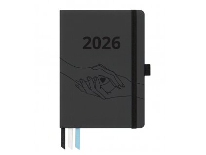 Diář 2026 MAXI – černá koženka s jemnou ražbou