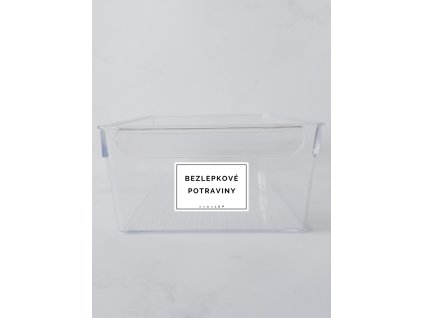 bezlepkove potraviny bila omyvatelna samolepka s rameckem na boxy dozy do lednice rozmer 6 x 4 cm tucne pismo domalep komplet