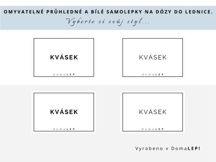 Samolepka KVÁSEK s rámečkem, 6x4 cm, bílá a průhledná, DomaLEP.