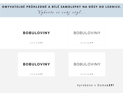 Samolepka BOBULOVINY bez rámečku, 6 x 4 cm, bílá a průhledná, DomaLEP.