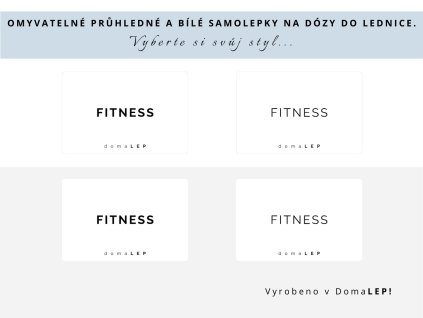 Samolepka FITNESS bez rámečku, 6 x 4 cm, bílá a průhledná, DomaLEP.