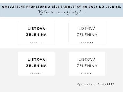 Samolepka LISTOVÁ ZELENINA bez rámečku, 6 x 4 cm, bílá a průhledná, DomaLEP.