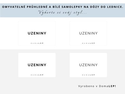 Samolepka UZENINY bez rámečku,  6 x 4 cm, bílá a průhledná, DomaLEP