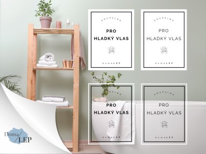 PRO HLADKÝ VLAS omyvatelná samolepka na kosmetiku, rozměr 3x5 cm, základní a tučné písmo, bílá a průhledná varianta DomaLEP