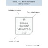 MOUKA PŠENIČNÁ CELOZRNNÁ 5 × 5 cm – průhledná vinylová, voděodolná, omyvatelná samolepka na dózy, základní písmo