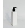 Bílá hranatá lahvička LUNA 250 ml s černým dávkovačem