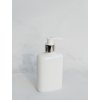 Bílá oválná lahvička LIMA 250 ml s bílo-stříbrným dávkovačem