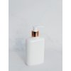 Bílá oválná lahvička LIMA 250 mlml s bílo-zlatým dávkovačem