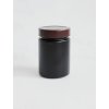 Černá skleněná kořenka TOM 192 ml s hnědým víčkem na kořeni.