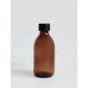 SKLENĚNÁ JANTAROVÁ LAHVIČKA MONA 250 ml s černým uzávěrem