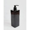 Černá hranatá lahvička LUNA 500 ml s černým dávkovačem
