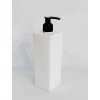 Bílá hranatá lahvička LUNA 500 ml s černým dávkovačem