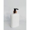 Bílá oválná lahvička LIMA 400 ml s černo-zlatým dávkovačem
