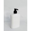 Bílá oválná lahvička LIMA 400 ml s černým dávkovačem