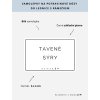 TAVENÉ SÝRY bílá samolepka s rámečkem, základní písmo, rozměr 6 × 4 cm na boxy, šuplíky a dózy do lednice