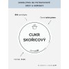 CUKR SKOŘICOVÝ průměr 5 cm – bílá vinylová, voděodolná, omyvatelná samolepka na dózy, tučné písmo
