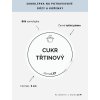 CUKR TŘTINOVÝ průměr 5 cm – bílá vinylová, voděodolná, omyvatelná samolepka na dózy, tučné písmo