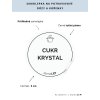 CUKR KRYSTAL průměr 5 cm – průhledná vinylová, voděodolná, omyvatelná samolepka na dózy, tučné písmo