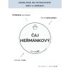 ČAJ HEŘMÁNKOVÝ průměr 5 cm – průhledná vinylová, voděodolná, omyvatelná samolepka na dózy, tučné písmo