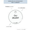 ČAJ ZELENÝ průměr 5 cm – průhledná vinylová, voděodolná, omyvatelná samolepka na dózy, tučné písmo