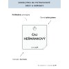 ČAJ HEŘMÁNKOVÝ 5 × 5 cm – průhledná vinylová, voděodolná, omyvatelná samolepka na dózy, tučné písmo  