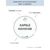 KAPSLE KÁVOVAR průměr 5 cm – průhledná vinylová, voděodolná, omyvatelná samolepka na dózy, tučné písmo