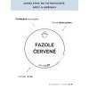 FAZOLE ČERVENÉ průměr 5 cm – průhledná vinylová, voděodolná, omyvatelná samolepka na dózy, tučné písmo