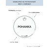 POHANKA průměr 5 cm – průhledná vinylová, voděodolná, omyvatelná samolepka na dózy, tučné písmo