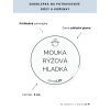 MOUKA RÝŽOVÁ HLADKÁ průměr 5 cm – průhledná vinylová, voděodolná, omyvatelná samolepka na dózy, základní písmo
