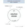 KRUPICE HRUBÁ průměr 5 cm – průhledná vinylová, voděodolná, omyvatelná samolepka na dózy, tučné písmo