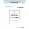 MOUKA PŠENIČNÁ CELOZRNNÁ 5 × 5 cm – průhledná vinylová, voděodolná, omyvatelná samolepka na dózy, tučné písmo